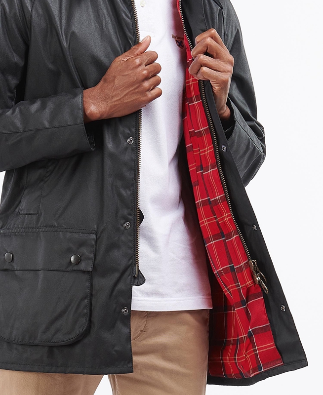 Barbour Beausby Men's Waxed Jackets Black | PTKR-59872