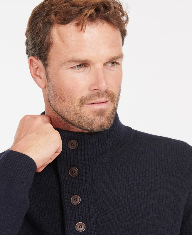 Barbour Essential Patch Half Zip Men's Sweaters Navy | XYWZ-37928