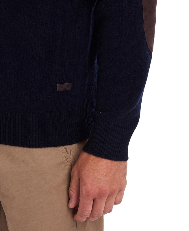 Barbour Essential Patch Half Zip Men's Sweaters Navy | XYWZ-37928