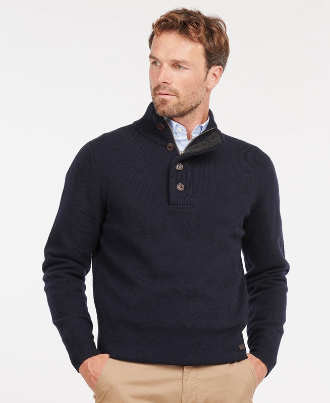 Barbour Essential Patch Half Zip Men\'s Sweaters Navy | XYWZ-37928