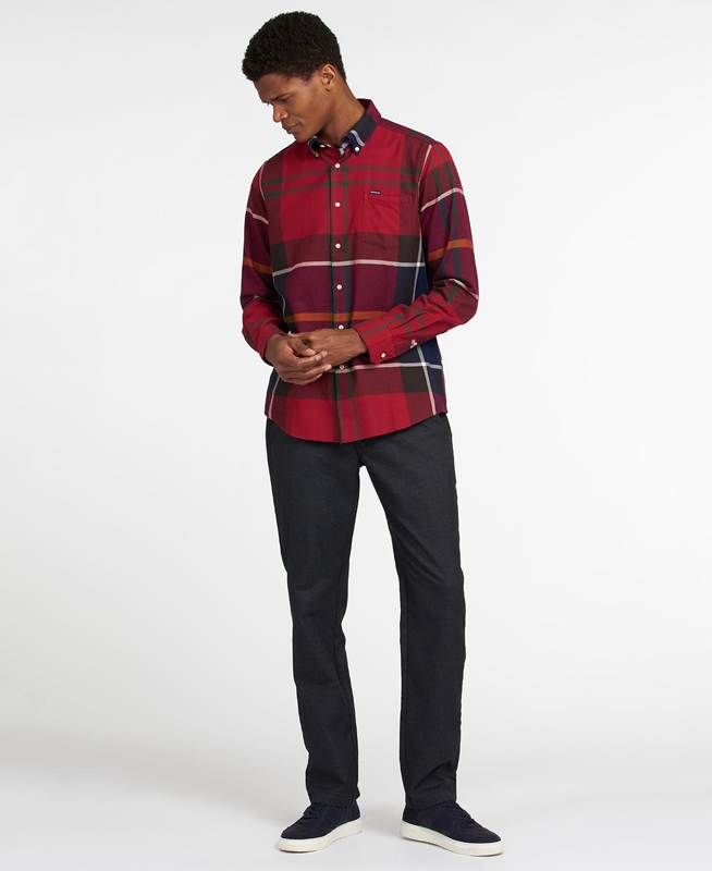 Barbour Hemd Dunoon Taillored Men's Shirts Red | KBVH-64205