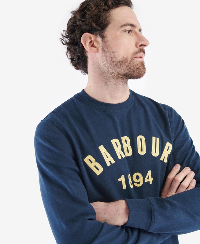 Barbour John Crew Men\'s Sweatshirts Navy | STQY-94137