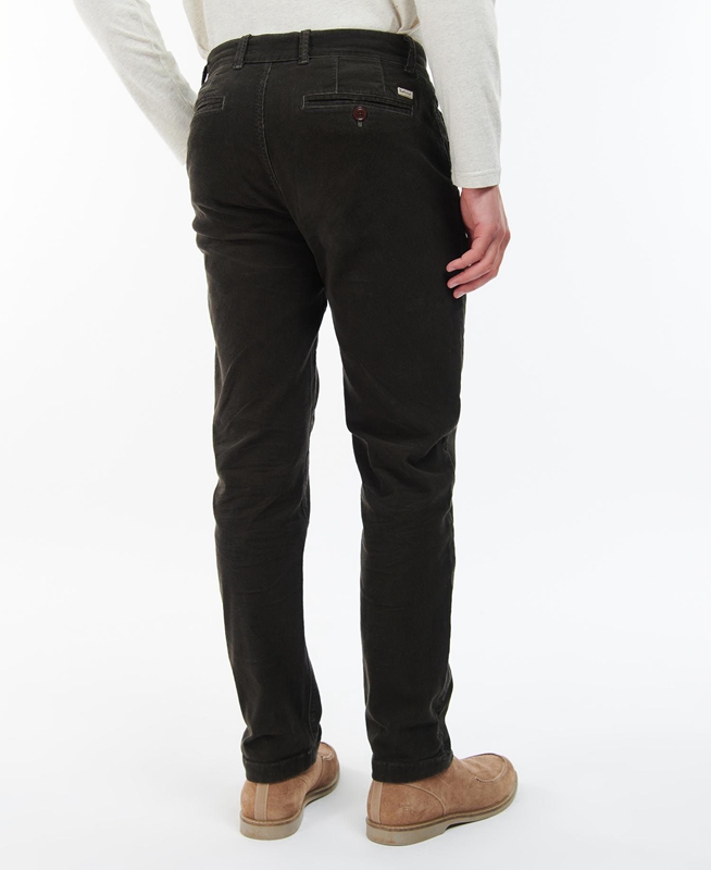 Barbour Neuston Stretch-Cord Trousers Men's Pants Black | TQEW-72068
